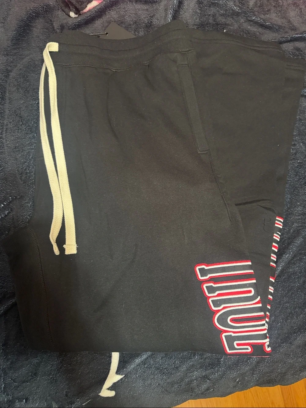 True Religion Men’s Black Crewneck Sweatshirt with Cream Drawcords